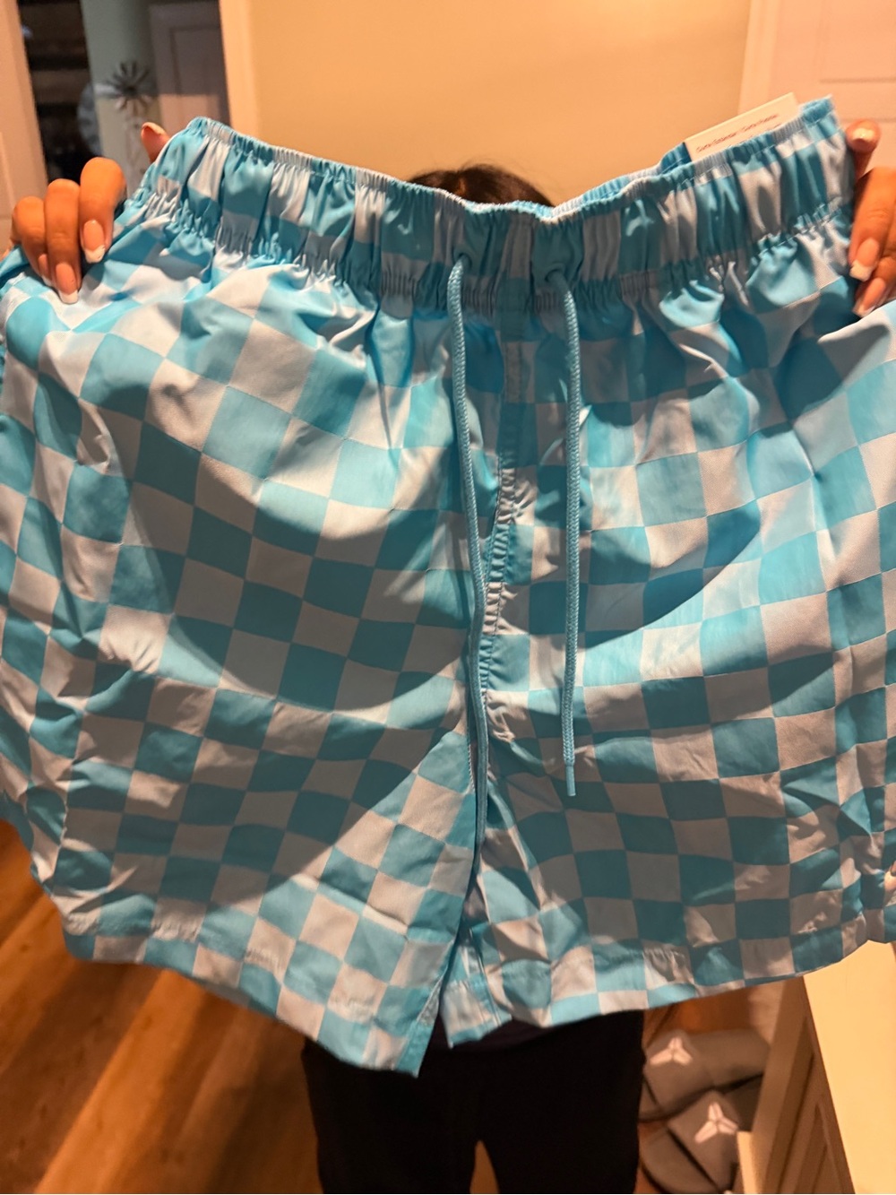 Nike Light Blue Checkerboard Athletic Shorts
